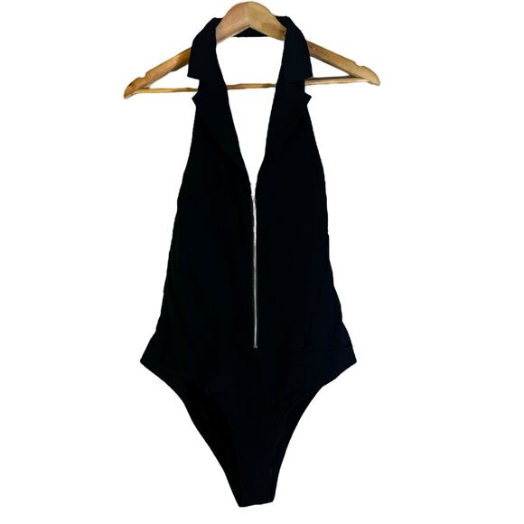Tea n Cup Tops - NWT Tea N Cup Bodysuit Womens L Black Halter Sleeveless Zip Front Sexy Clubwear